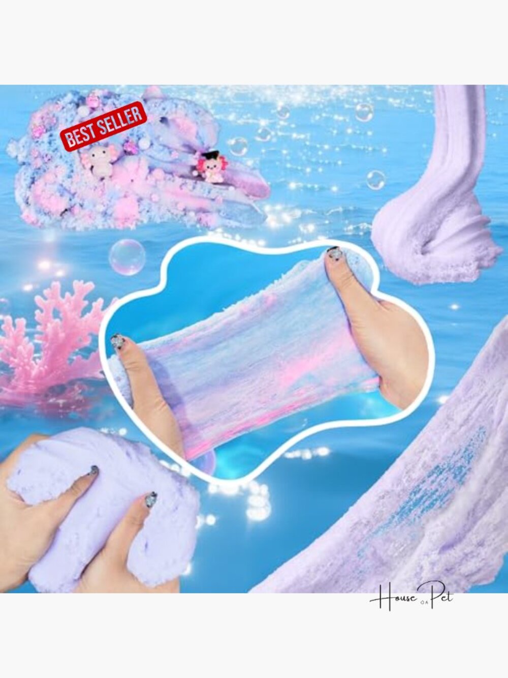 Non-Sticky DIY Cloud Slime Kit 2 Pack with Charms & Glitter - Picture 6 of 6